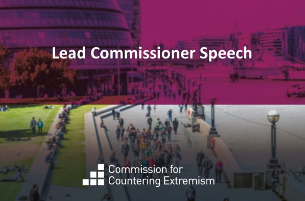 Graphic with the words Lead Commissioner Speech