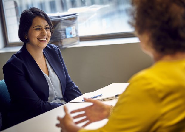 Sara Khan talks to a councillor