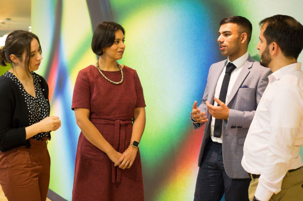 Sara Khan talks to 2 men and one woman from the Bradford Lead programme